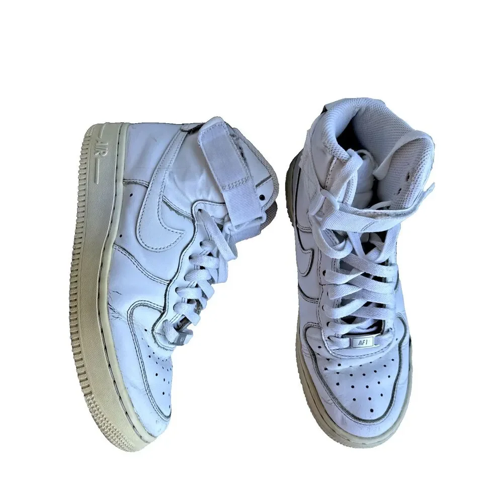 Nike Air Force 1 High White Leather Sneakers Mens Size 7 EU38 Retro 334031-105
